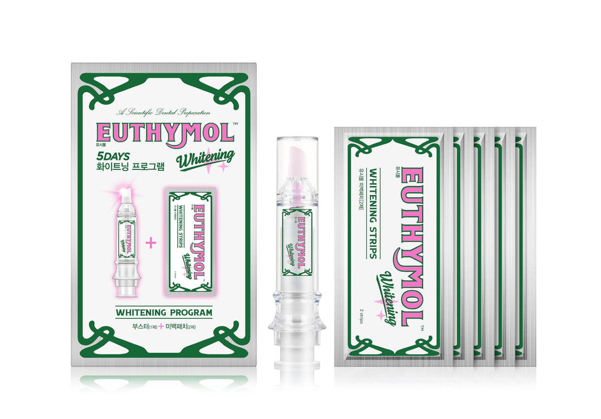 Euthymol booster-application demonstrating easy enamel-safe whitening at home.