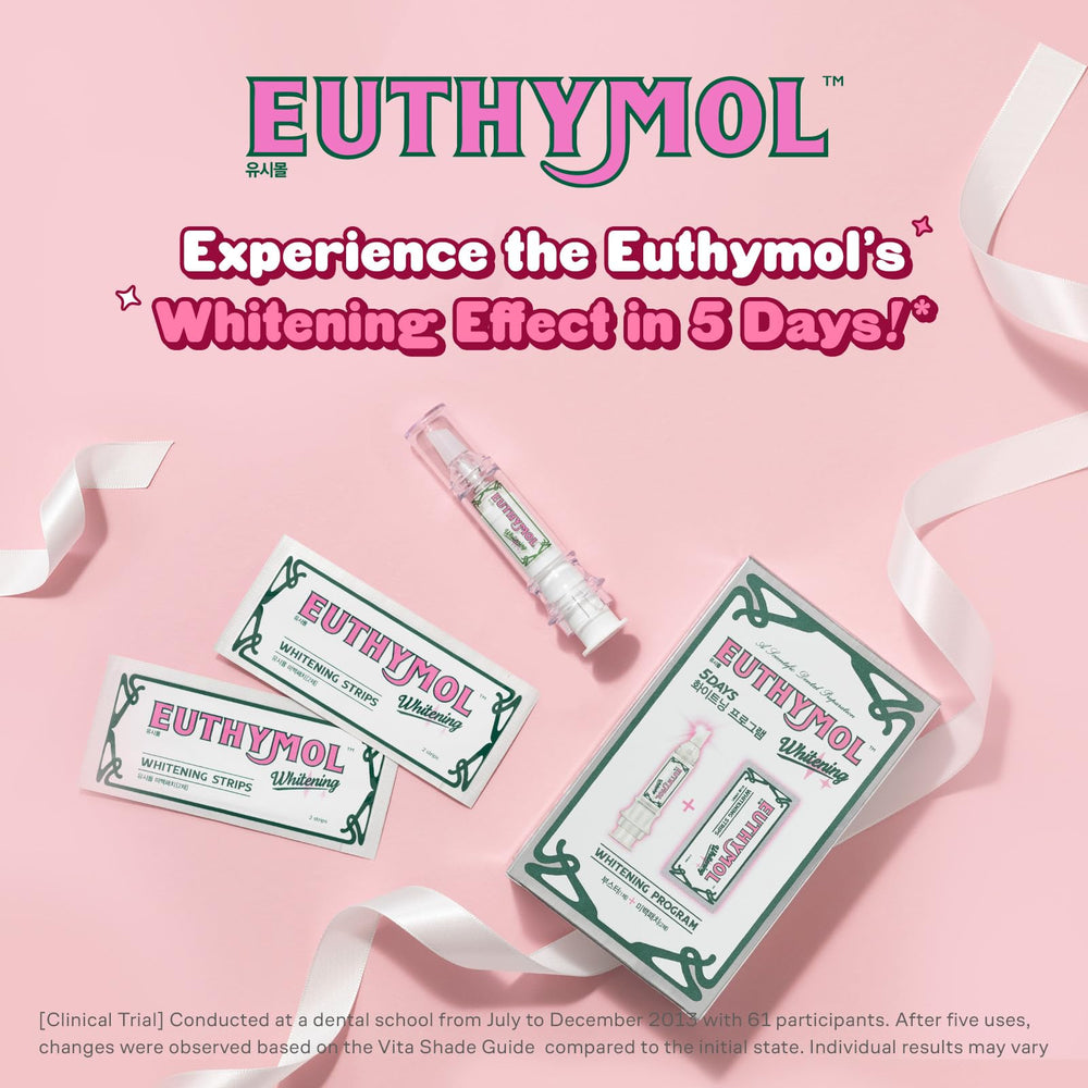 Euthymol two-step-system-steps visuals illustrate simple Step 1 booster, Step 2 patches.