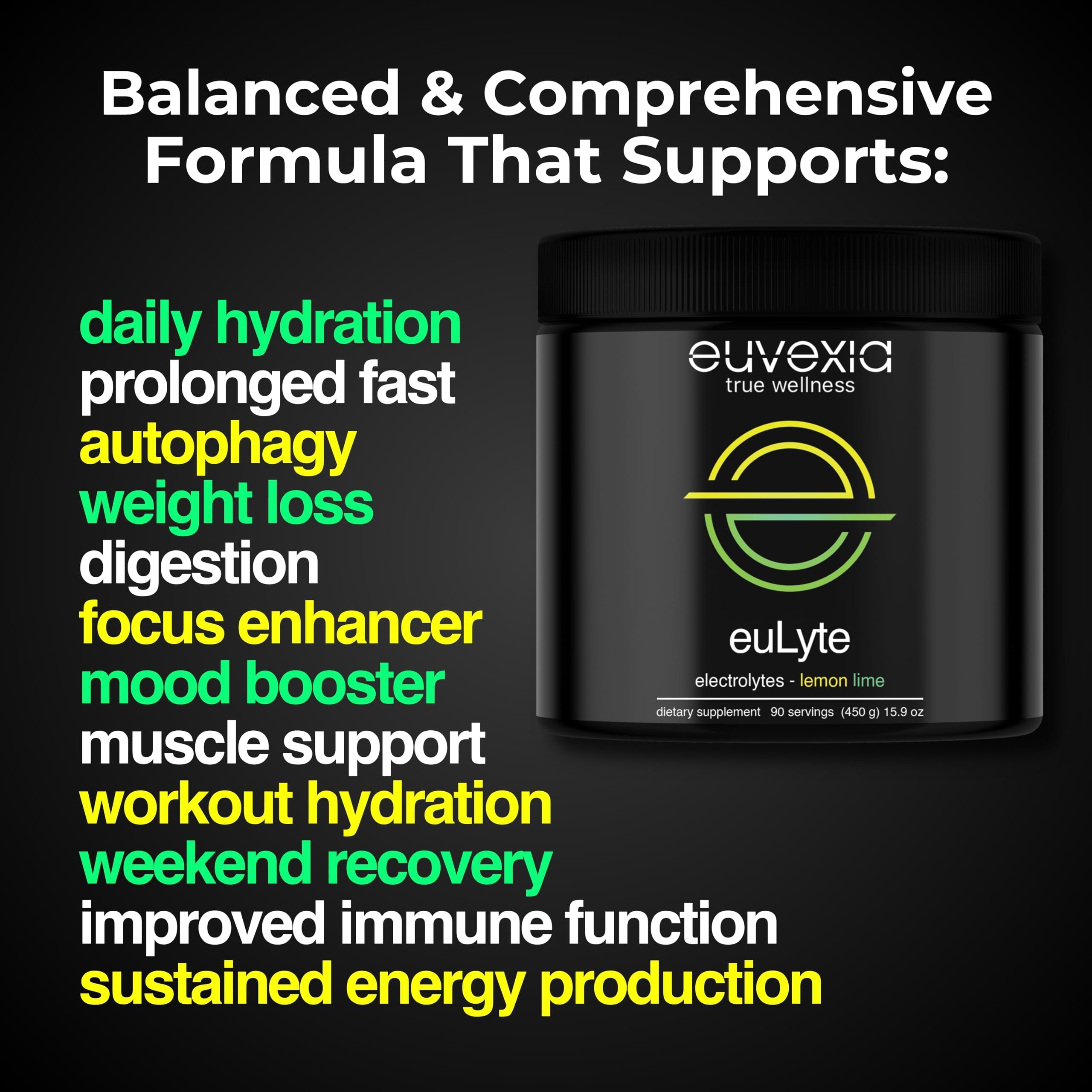 Euvexia euLyte lemon-lime flavor without artificial sugars.