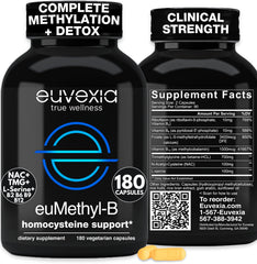 Euvexia euMethyl-B bottle front showing complete methylated B complex for daily support