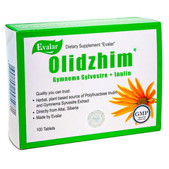 Evalar Gymnema Sylvestre Inulin Olidzhim bottle ready for daily herbal support.
