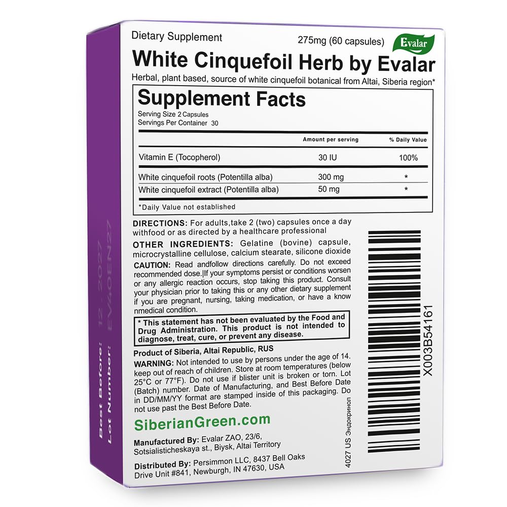 Evalar Potentilla alba extract capsule close-up for gentle daily wellness.
