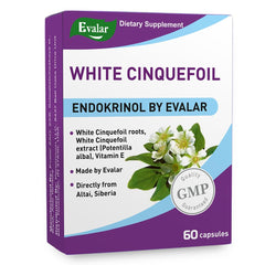 Evalar White Cinquefoil bottle with Endokrinol for gentle daily support.
