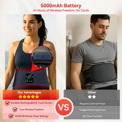 EVATEALE red-light belt worn at the waist during a workout session.