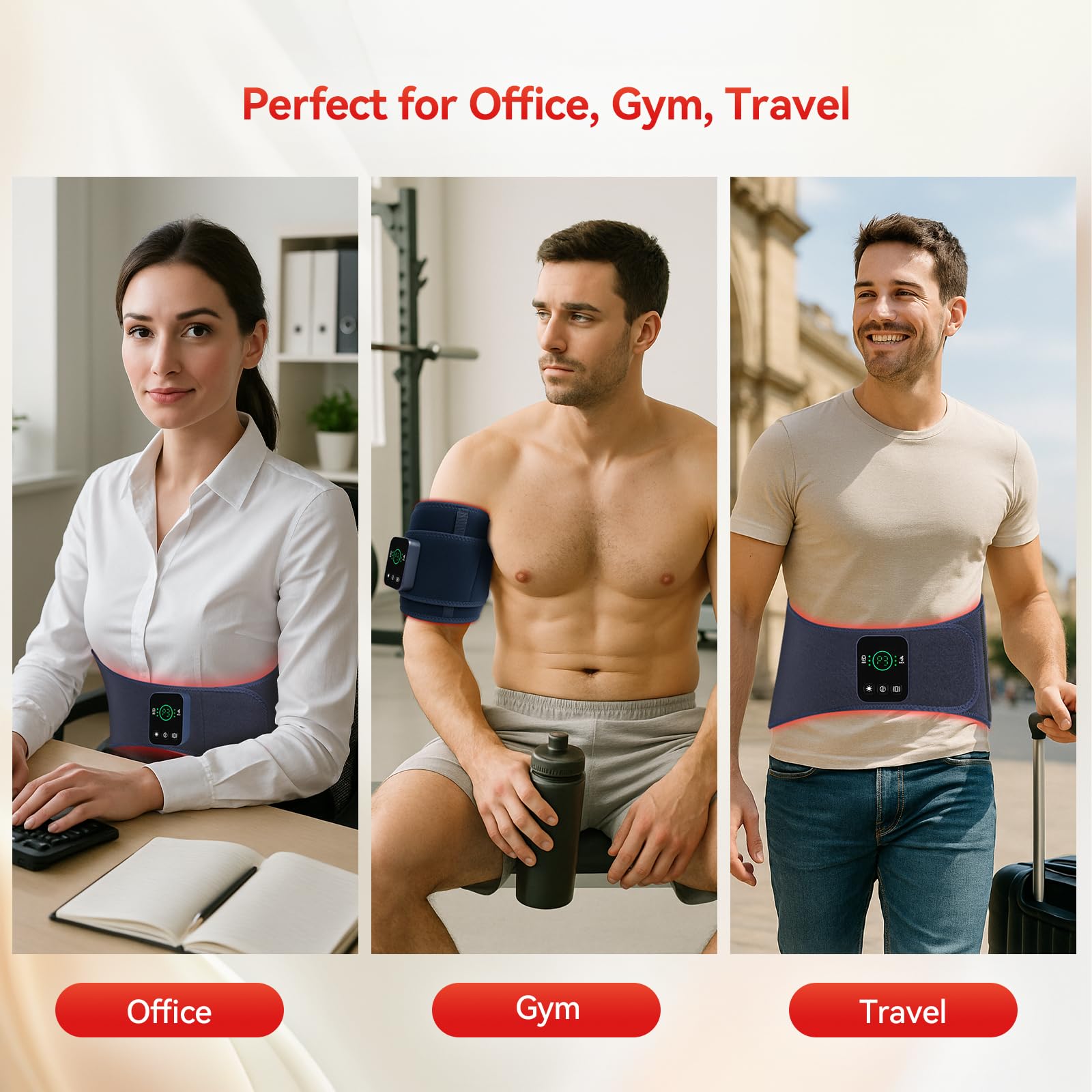 EVATEALE wireless belt with USB-C battery for portable use.