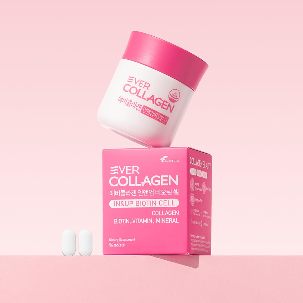 Ever Collagen Time tablets close-up, showing low molecular peptides for easier absorption.