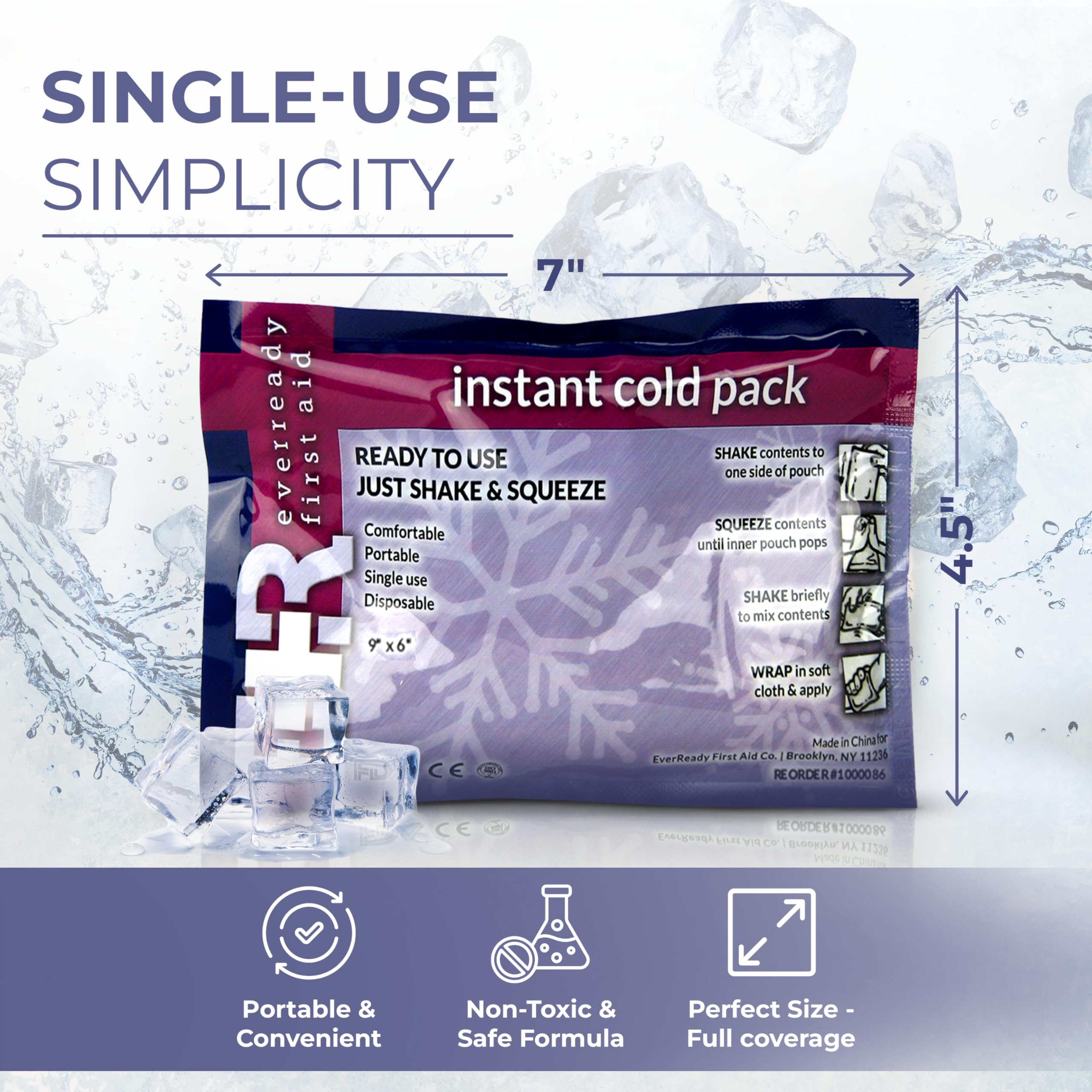 Ever Ready First Aid 4.5x7 inch cold pack covers larger areas.
