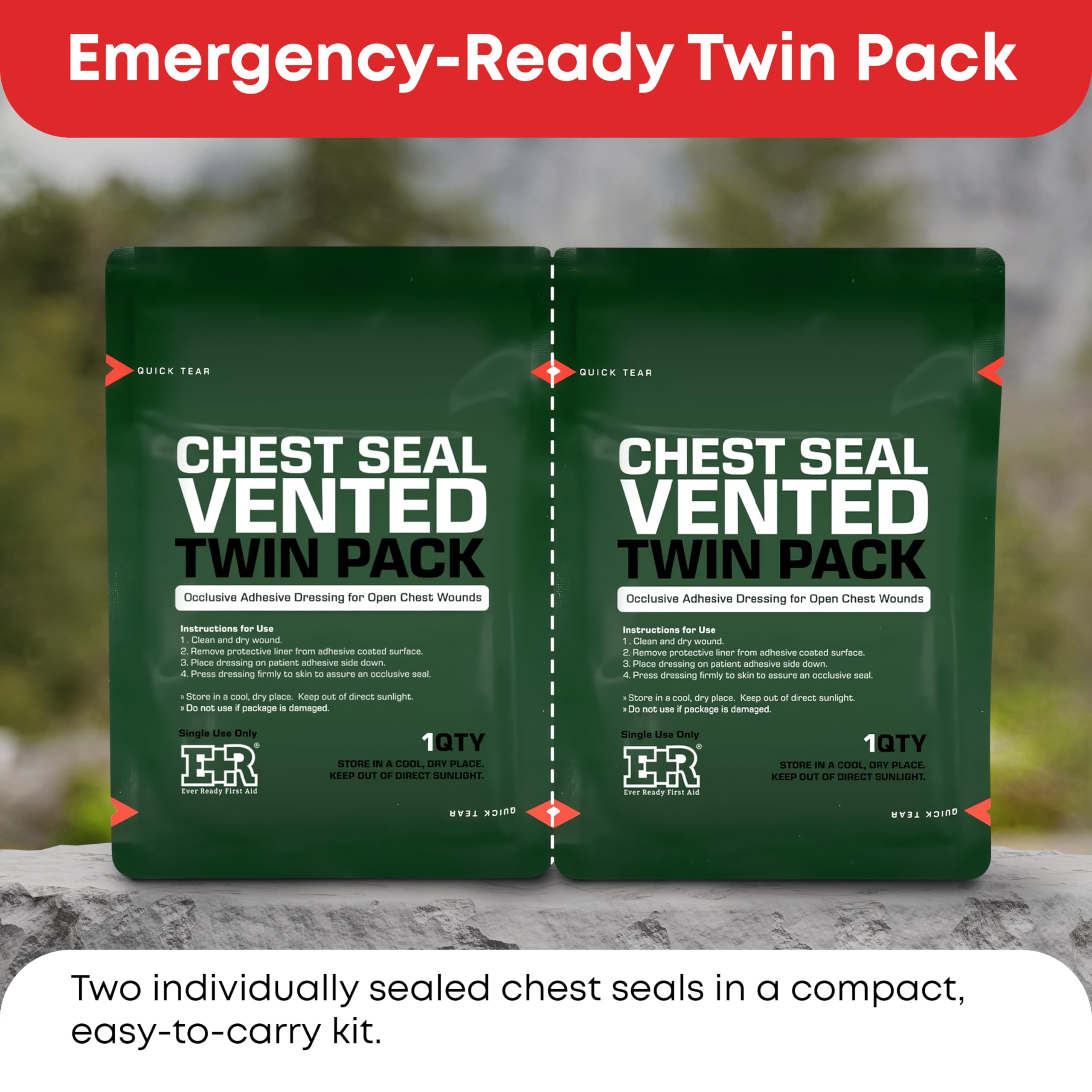 Ever Ready First Aid chest seal with hydrogel adhesive bonds in challenging conditions