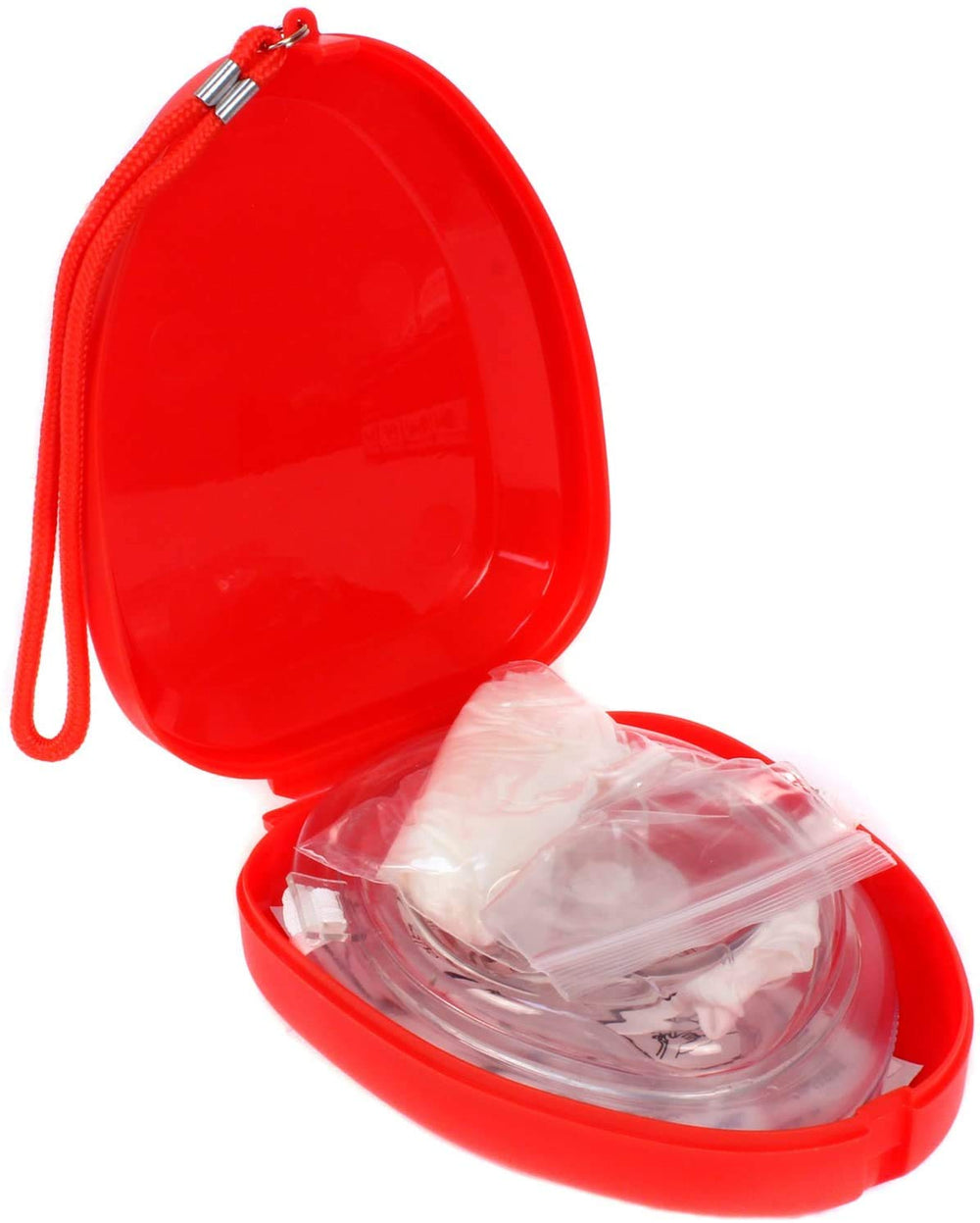 Ever Ready First Aid CPR Rescue Mask hard-shell case with wrist strap for portable protection.