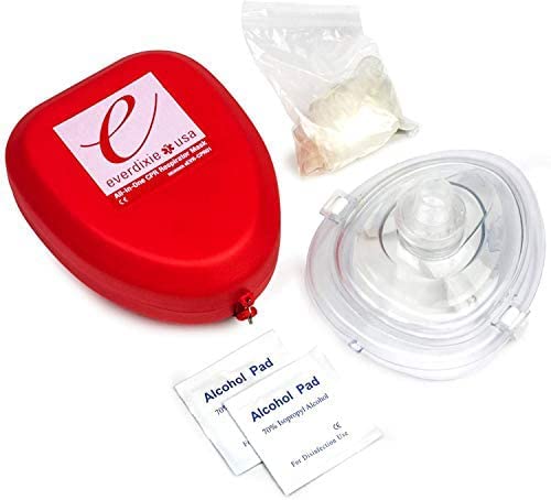 Ever Ready First Aid CPR Rescue Mask with one-way valve and Filtrete filter for cross-contamination control.