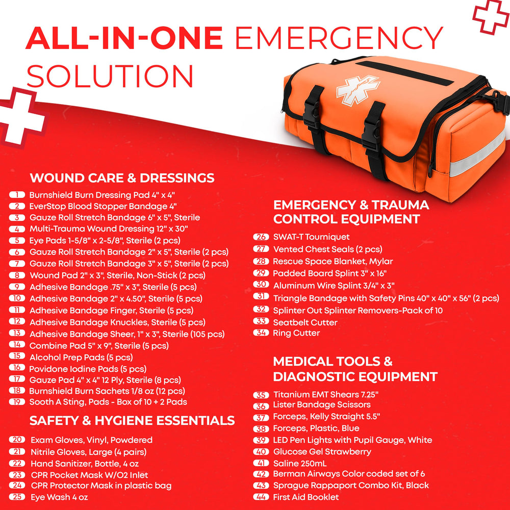 Gauze and bandages set for reliable wound care in rugged conditions.