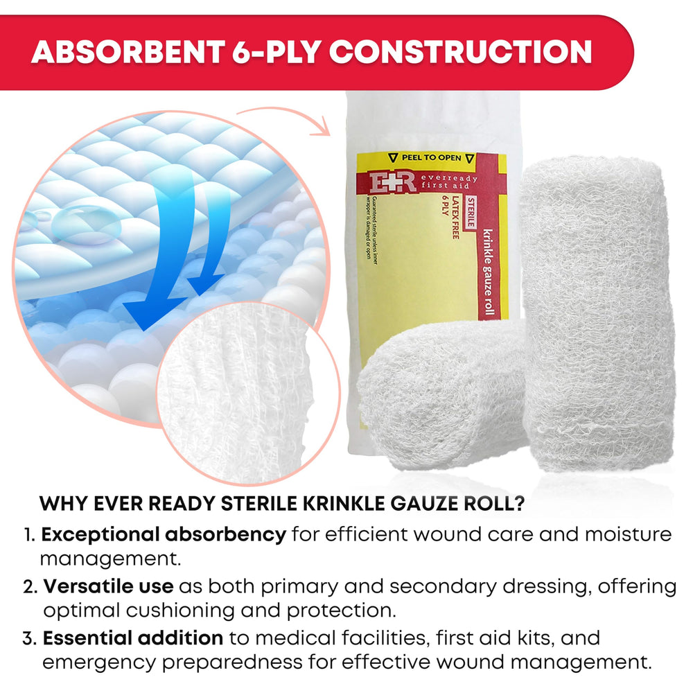 Ever Ready First Aid individually wrapped Krinkle roll ready for sterile use