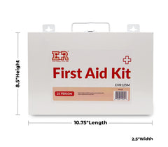 Ever Ready First Aid kit metal case open showing organized interior for quick response.