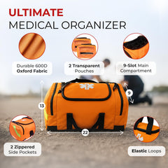 Ever Ready First Aid Large EMT Trauma Bag detachable foam liners enable organized storage.