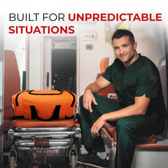 Ever Ready First Aid Large EMT Trauma Bag high visibility striping aids fast recognition.