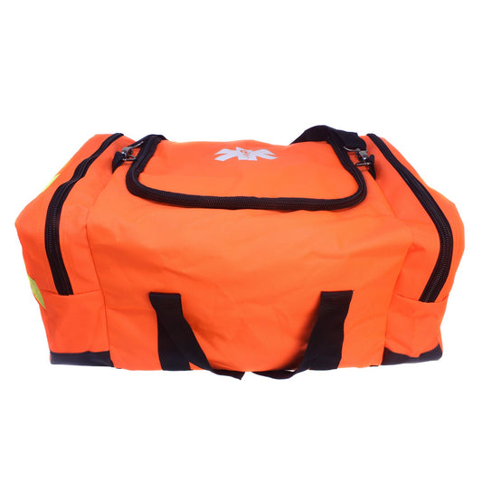 Ever Ready First Aid orange EMT trauma bag side view showing sturdy build for quick access