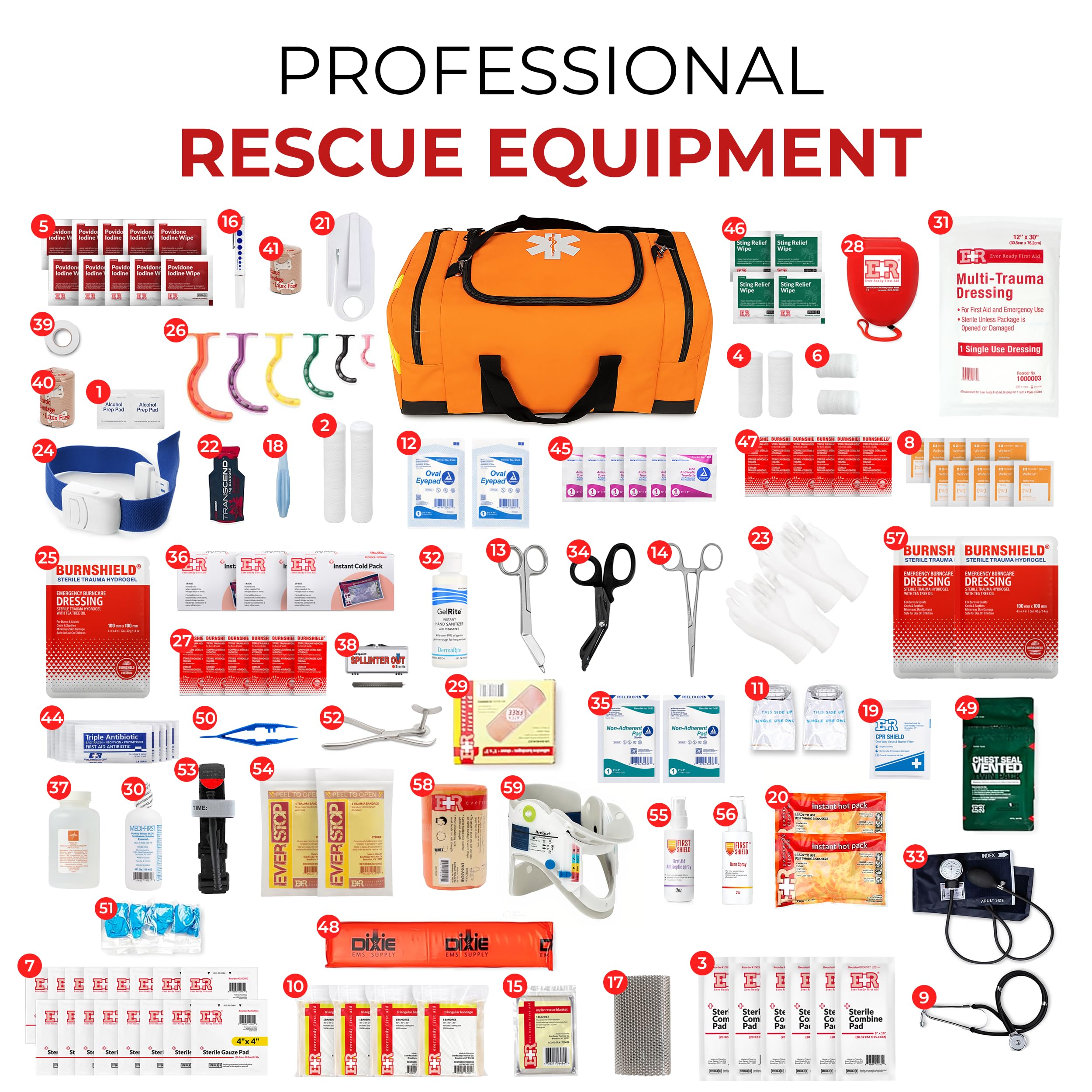 Ever Ready First Aid Large EMT Trauma Bag side-open view showing accessible compartments.