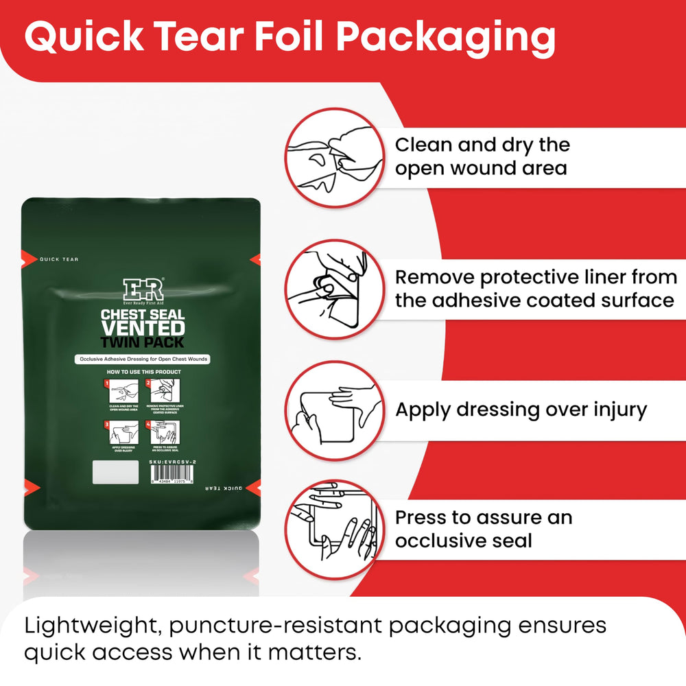 Ever Ready First Aid latex-free chest seal suitable for moisture and contaminants