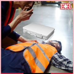 Ever Ready First Aid metal case No.36 open with shelf demonstrates organized interior layout.