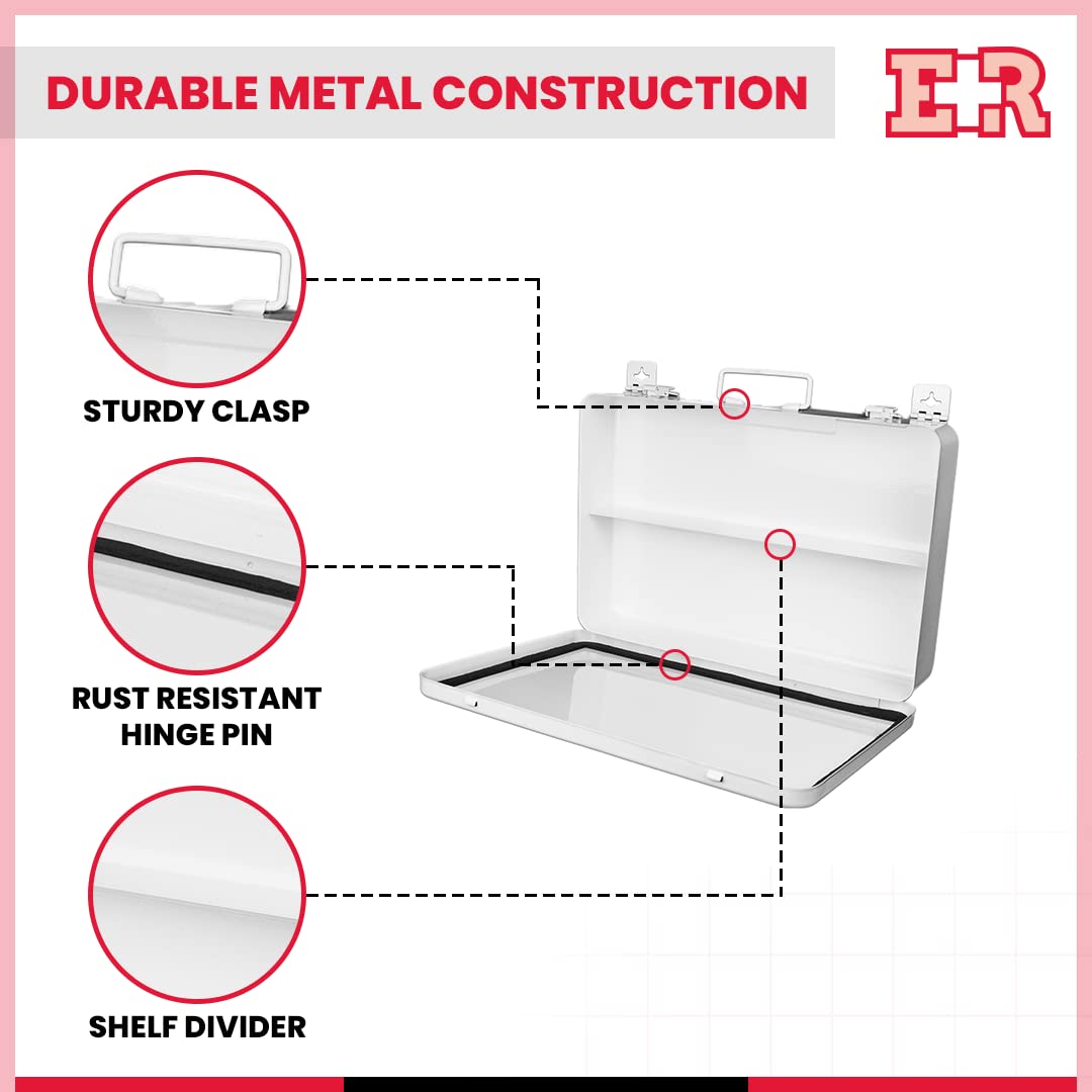 Ever Ready First Aid metal case No.36 side view highlights sturdy construction and wall-mount potential.