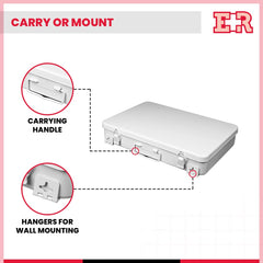 Ever Ready First Aid metal case No.36 wall-mount hanger image emphasizes space-saving setup.