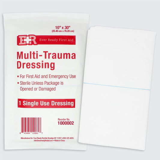 Ever Ready First Aid Multi-Trauma Dressing rolled for storage enables easy packing.