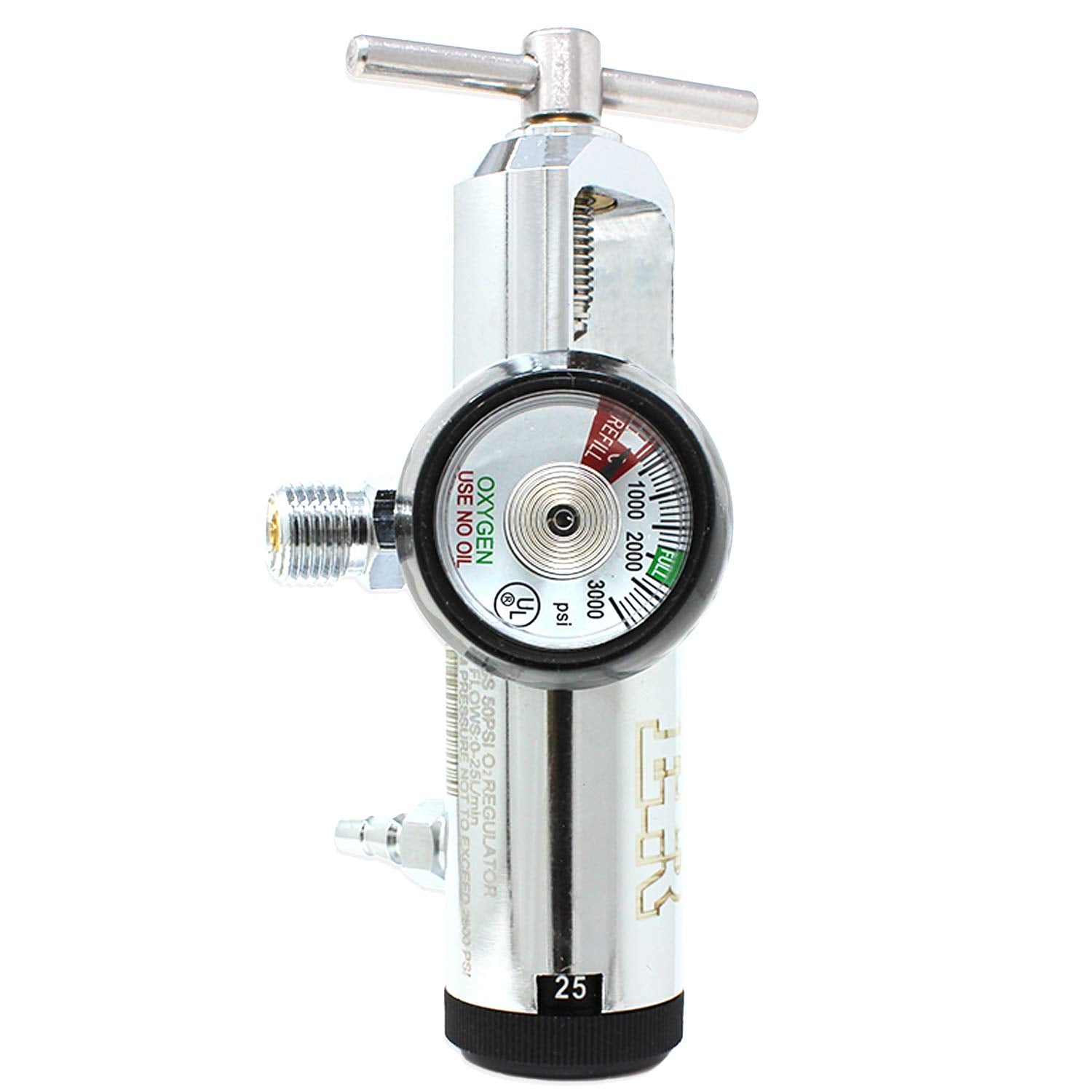 Ever Ready First Aid regulator flow knob allows precise 0-25 LPM adjustments