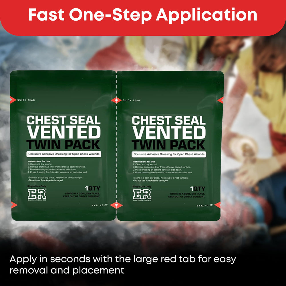 Ever Ready First Aid chest seal in Quick Tear foil pouch for fast access
