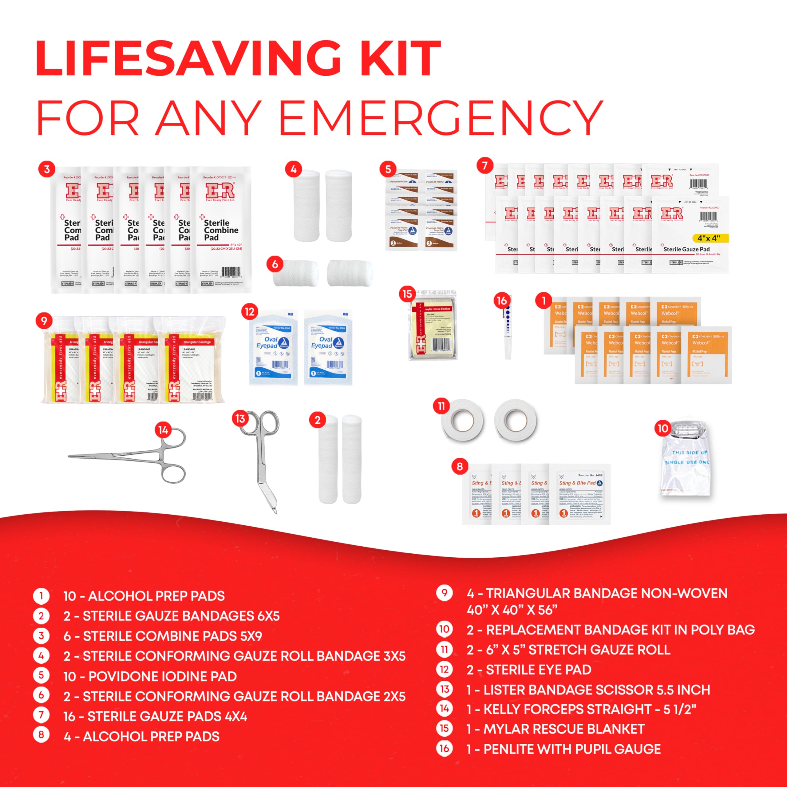 Ever Ready First Aid trauma kit bag interior liner with adjustable dividers for organization