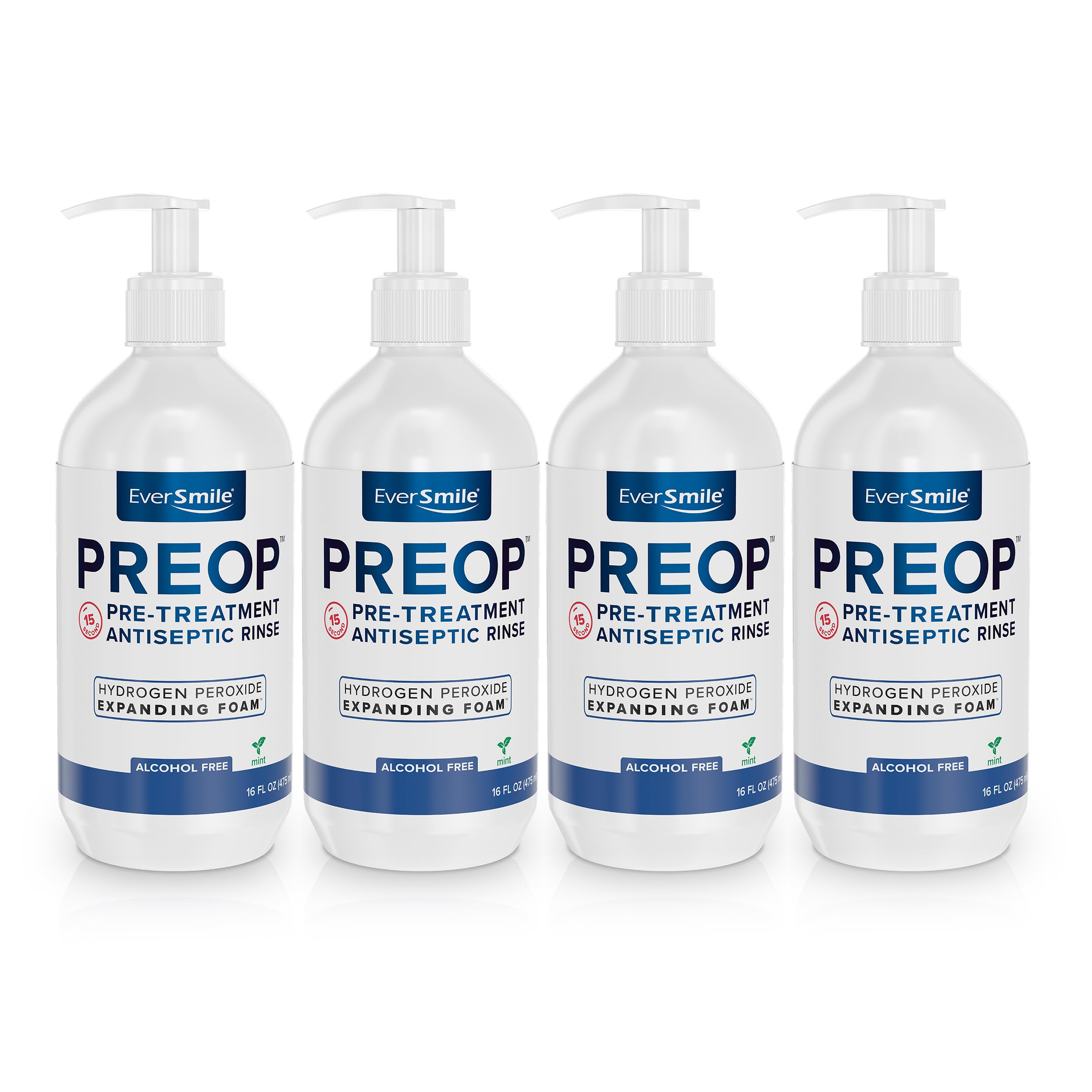 EverSmile PreOp foaming rinse bottle demonstrates deep clean in seconds.