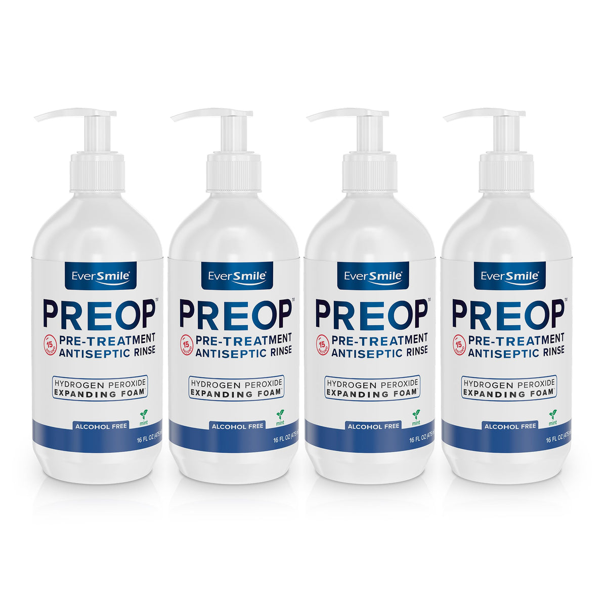 EverSmile PreOp foaming rinse bottle demonstrates deep clean in seconds.
