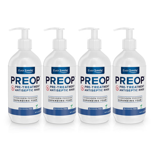 EverSmile PreOp foaming rinse bottle demonstrates deep clean in seconds.