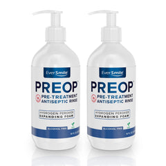 EverSmile PreOp Foaming Rinse demonstrates deep cleaning in 15 seconds for fresher breath.