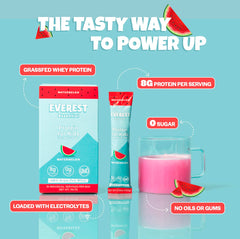 Everest Essential Kids Clear Whey Watermelon shake in a bottle, quick post-school protein.