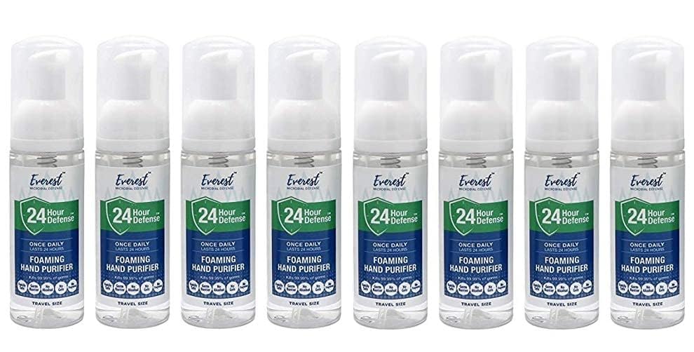 Everest Microbial Defense foaming hand sanitizer bottle front, fragrance-free and gentle on skin.
