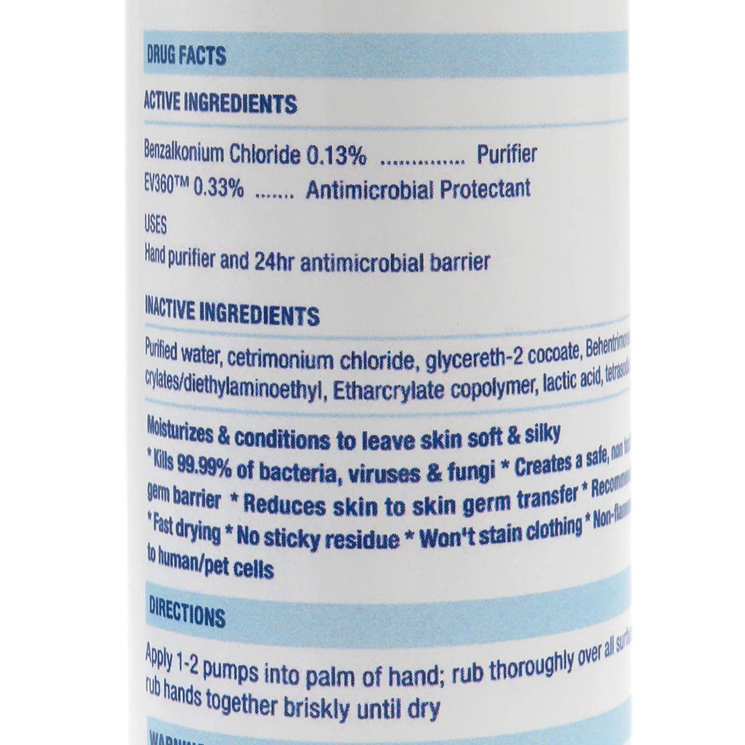 Everest Microbial Defense label close-up showing fragrance-free formula.
