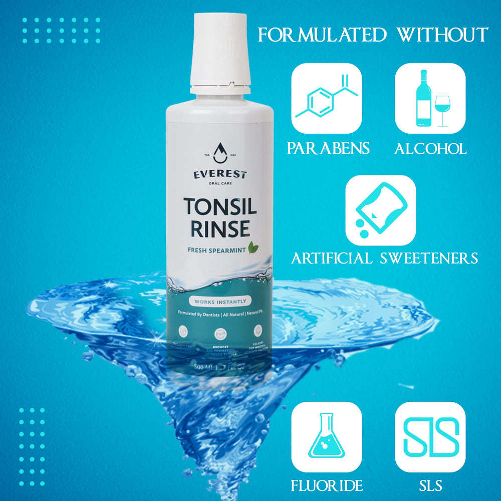 Label close-up on Everest Mouth Wash showing natural formula