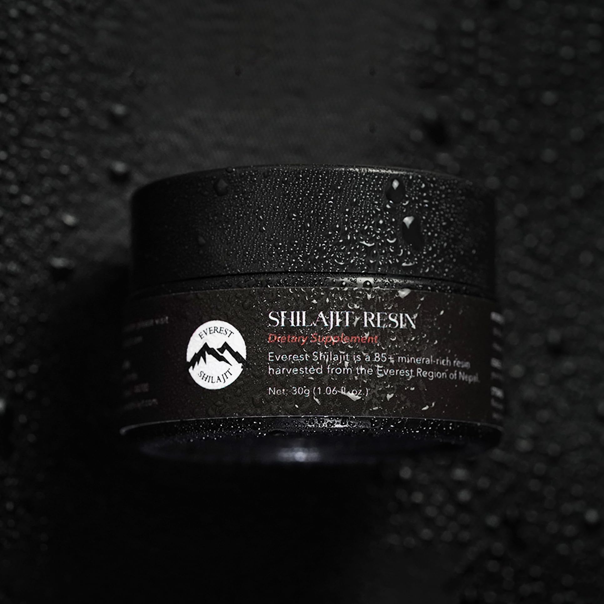Everest Shilajit Resin jar indicating 60+ servings