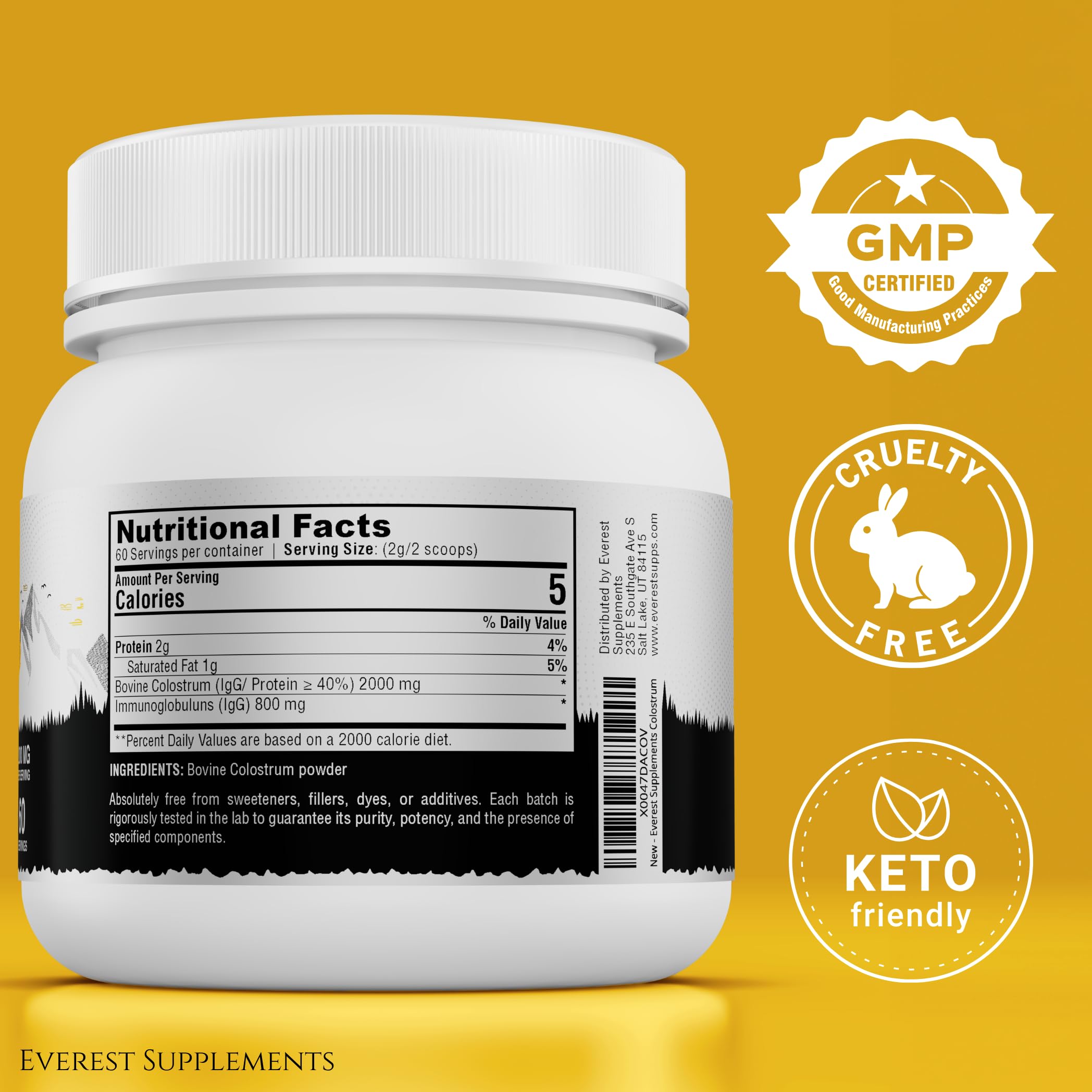 Everest Supplements Organic Colostrum Powder dissolving in liquid—smooth mixing in liquids.