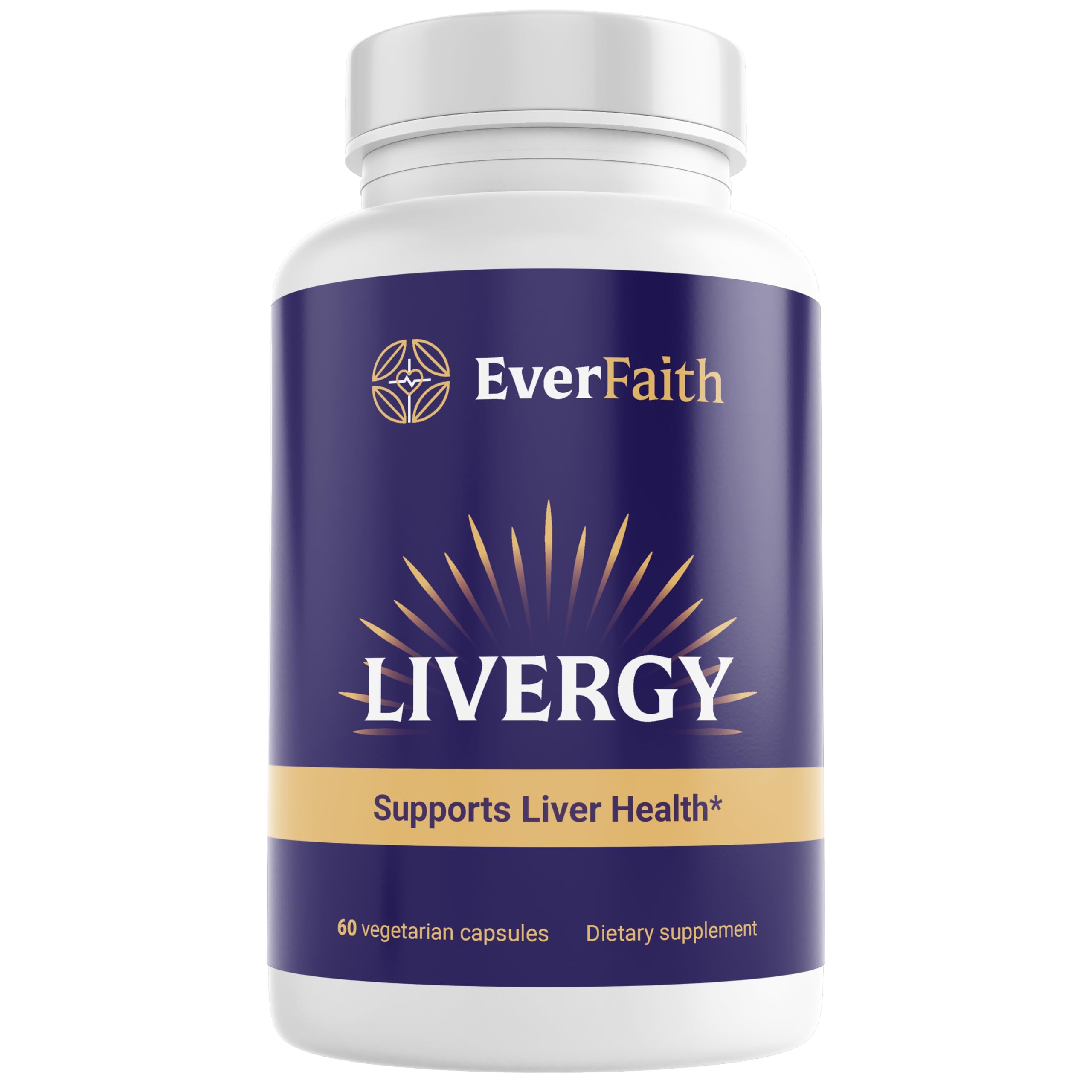 Everfaith Livergy bottle front showing daily liver support ingredients.