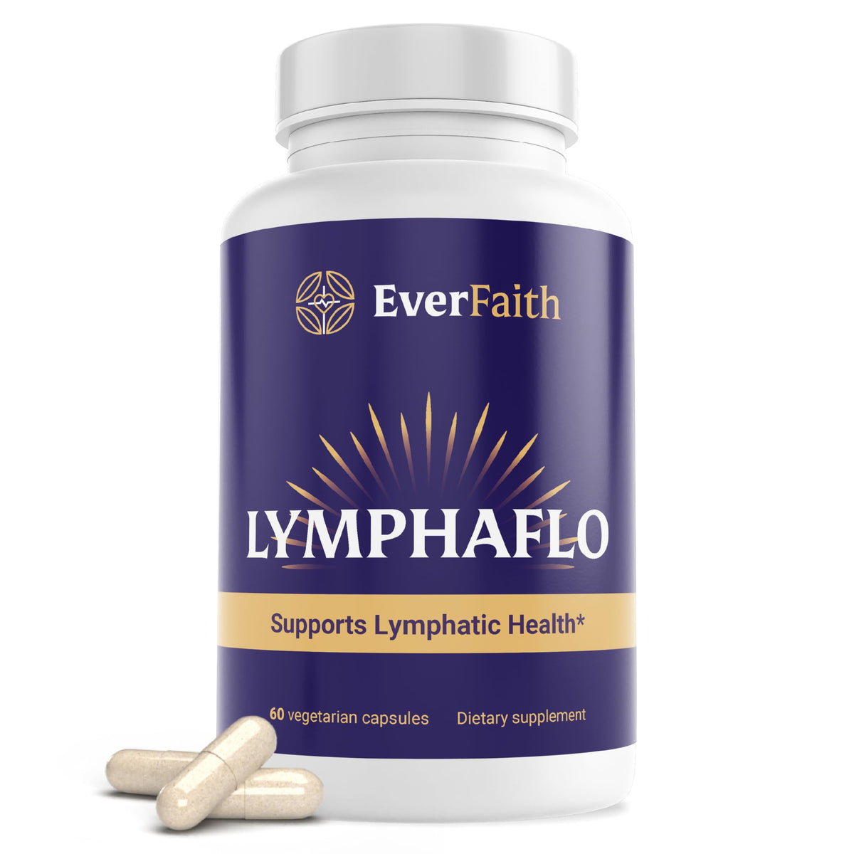 EVERFAITH LymphaFlo bottle on a clean surface supporting natural lymph flow and daily vitality
