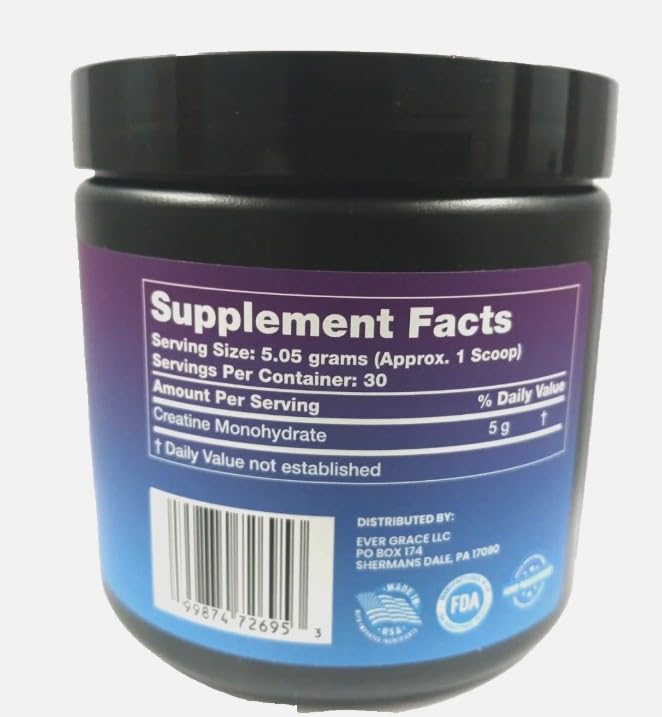 EverGrace Creatine bottle with clean ingredients for dairy-free, gluten-free living