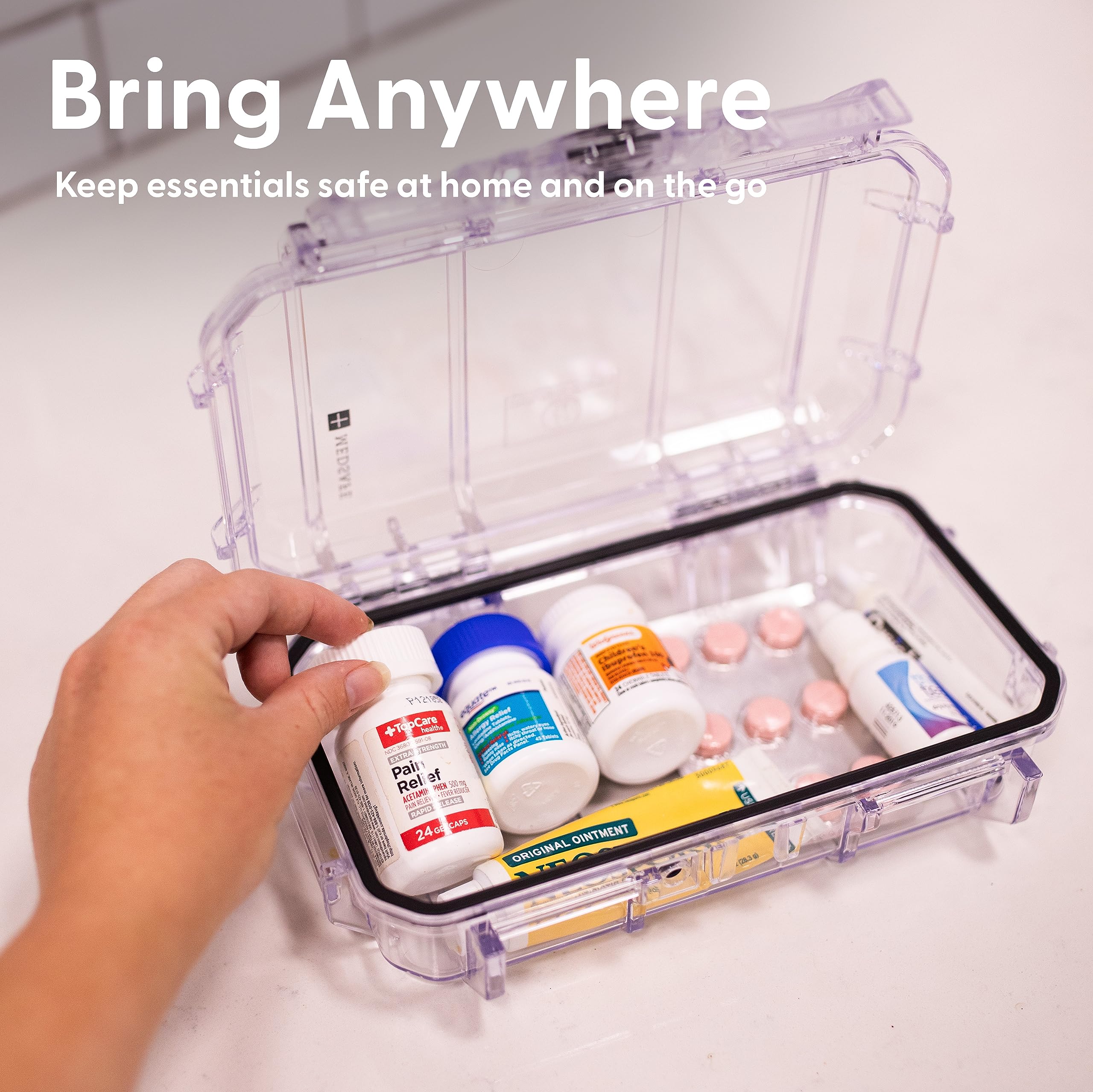Evergreen Seahorse56 lockbox open lid showing organized interior space