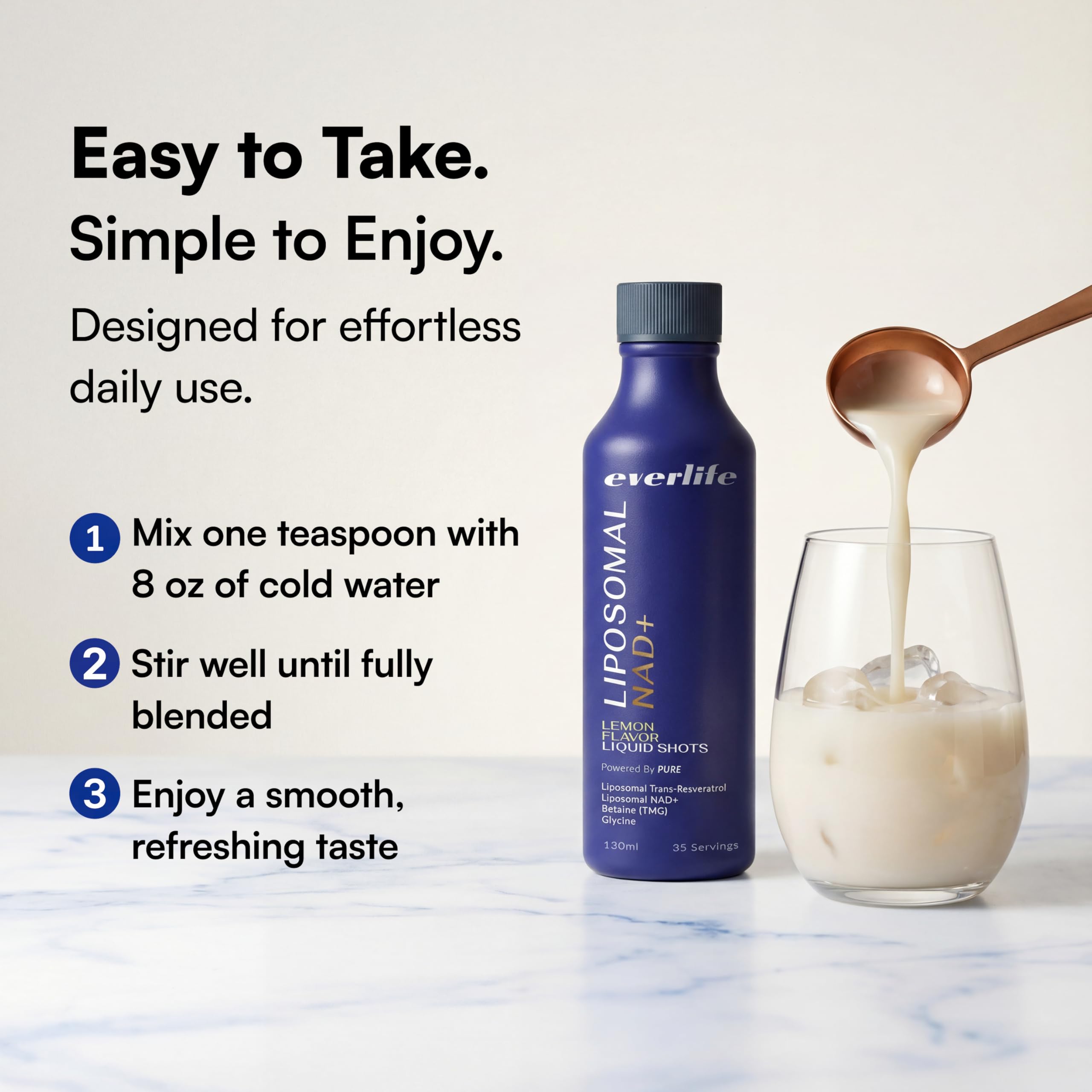 Everlife TMG and glycine ingredients panel shows blend for balance and vitality.