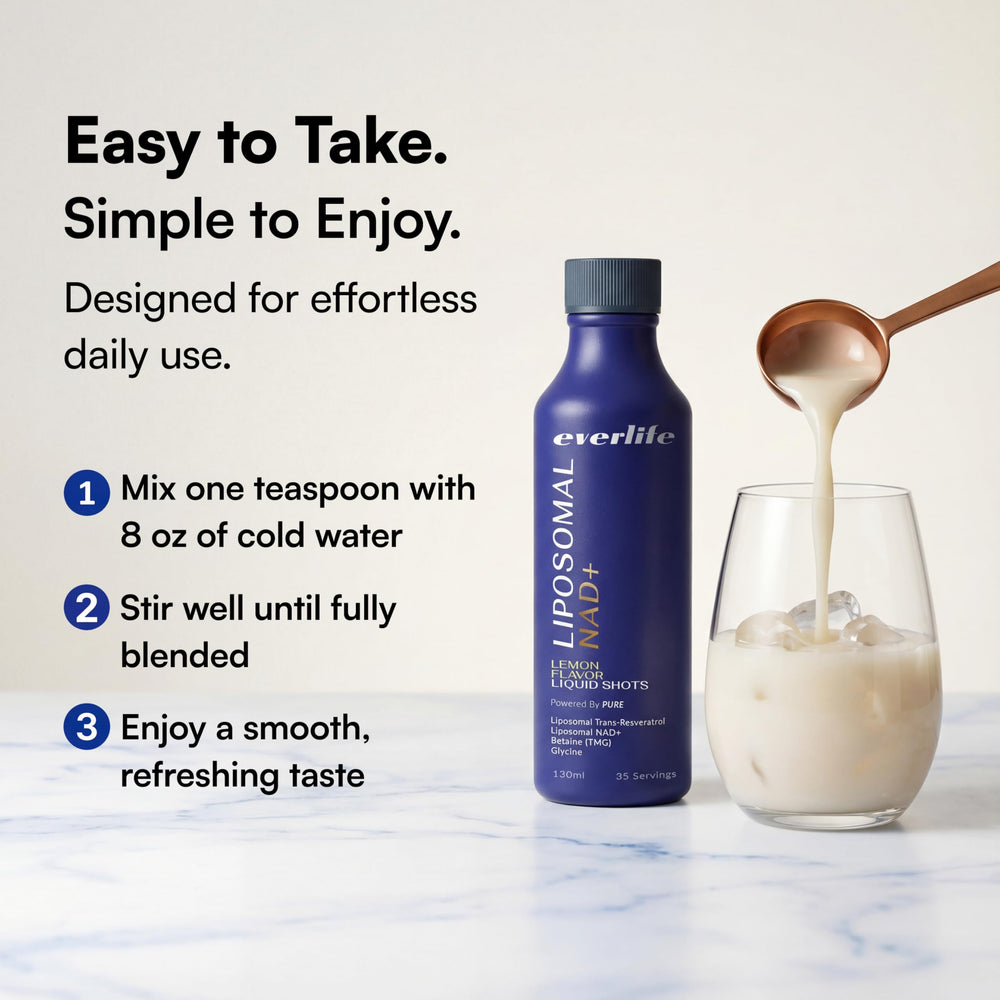 Everlife TMG and glycine ingredients panel shows blend for balance and vitality.