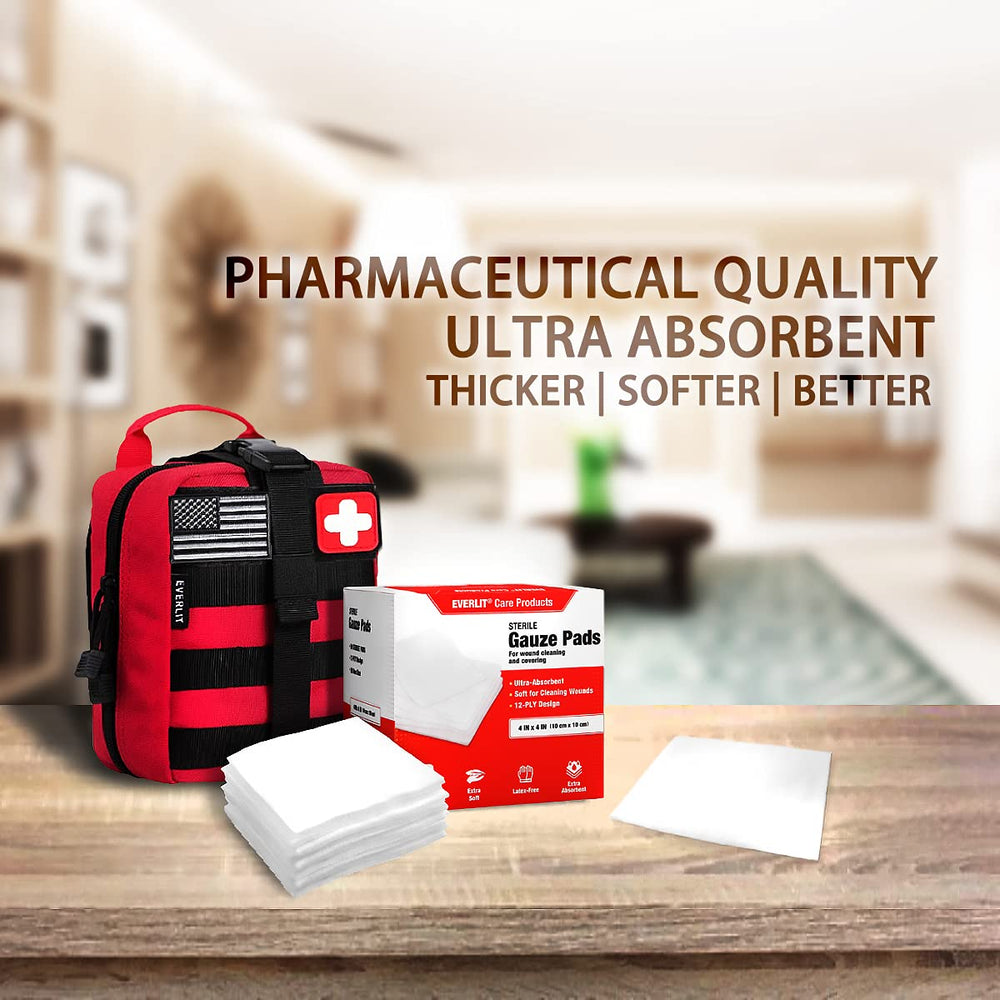 EVERLIT bulk 150-pack gauze pads for family readiness and ongoing wound care.