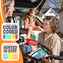 Everlit Care wall-mount bag keeps supplies accessible in a classroom or office.
