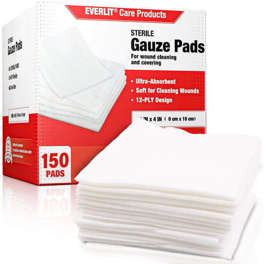 EVERLIT extra-thick 4x4 gauze pad for rapid fluid absorption and wound coverage.