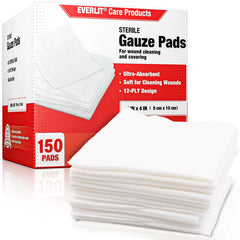 EVERLIT extra-thick 4x4 gauze pad for rapid fluid absorption and wound coverage.