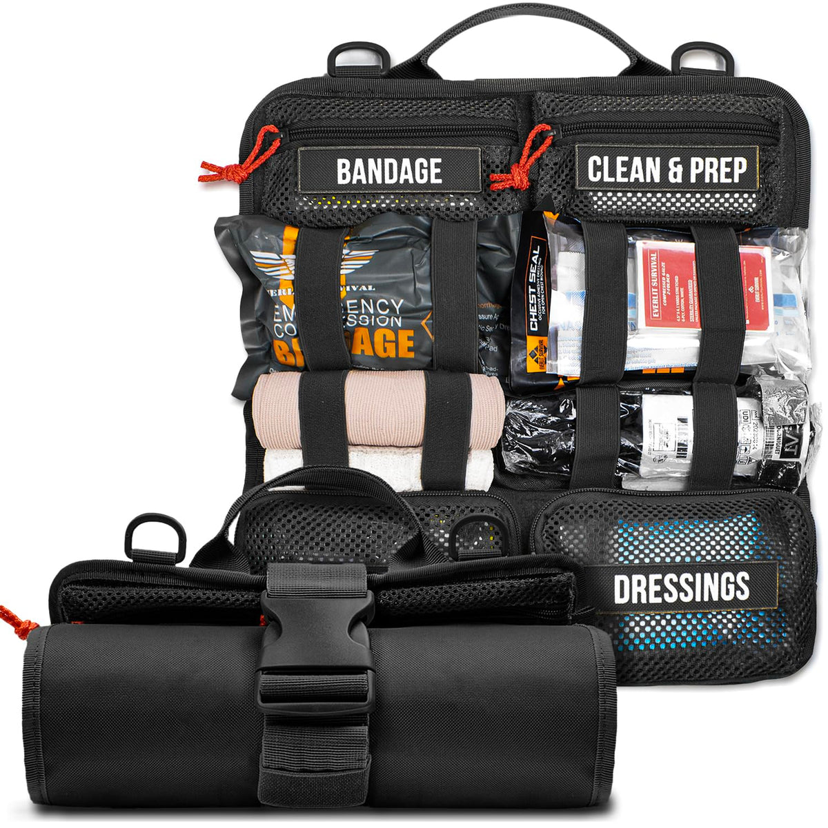 EVERLIT Roll Up Trauma Kit with tourniquet ready for rapid bleeding control